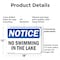Signmission No Swimming In The Lake, 18 in W x Rectangle, Plastic OS-2PACK-NS-P-1218-L-14875 - alternate 3